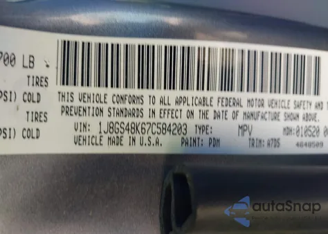 2007 Jeep Grand Cherokee Laredo from USA, damaged, VIN 1J8GS48K67C584203